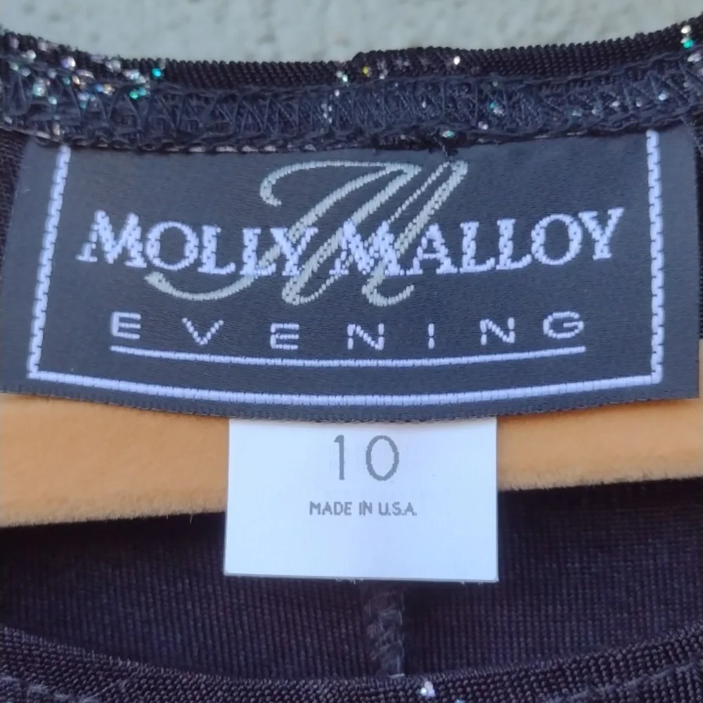 VTG Molly Malloy Black Glittery Cocktail Print Dress 10 - Picture 6 of 9